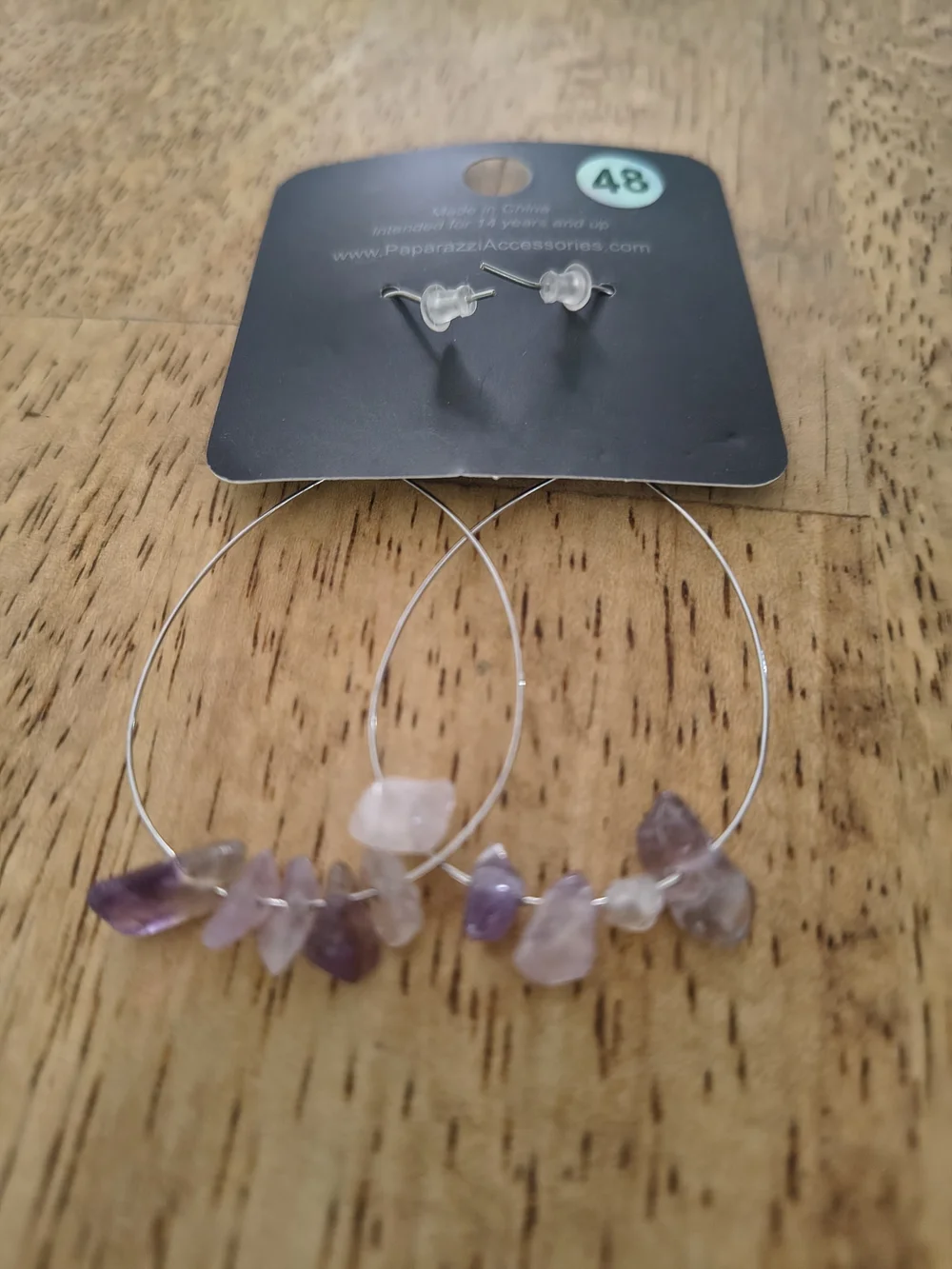 paparazzi Silver Hoop Earrings with Purple Chip Accents